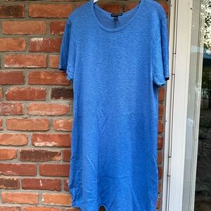 Eileen Fisher Blue Short Sleeve Linen/ Cotton Dress ~ Large